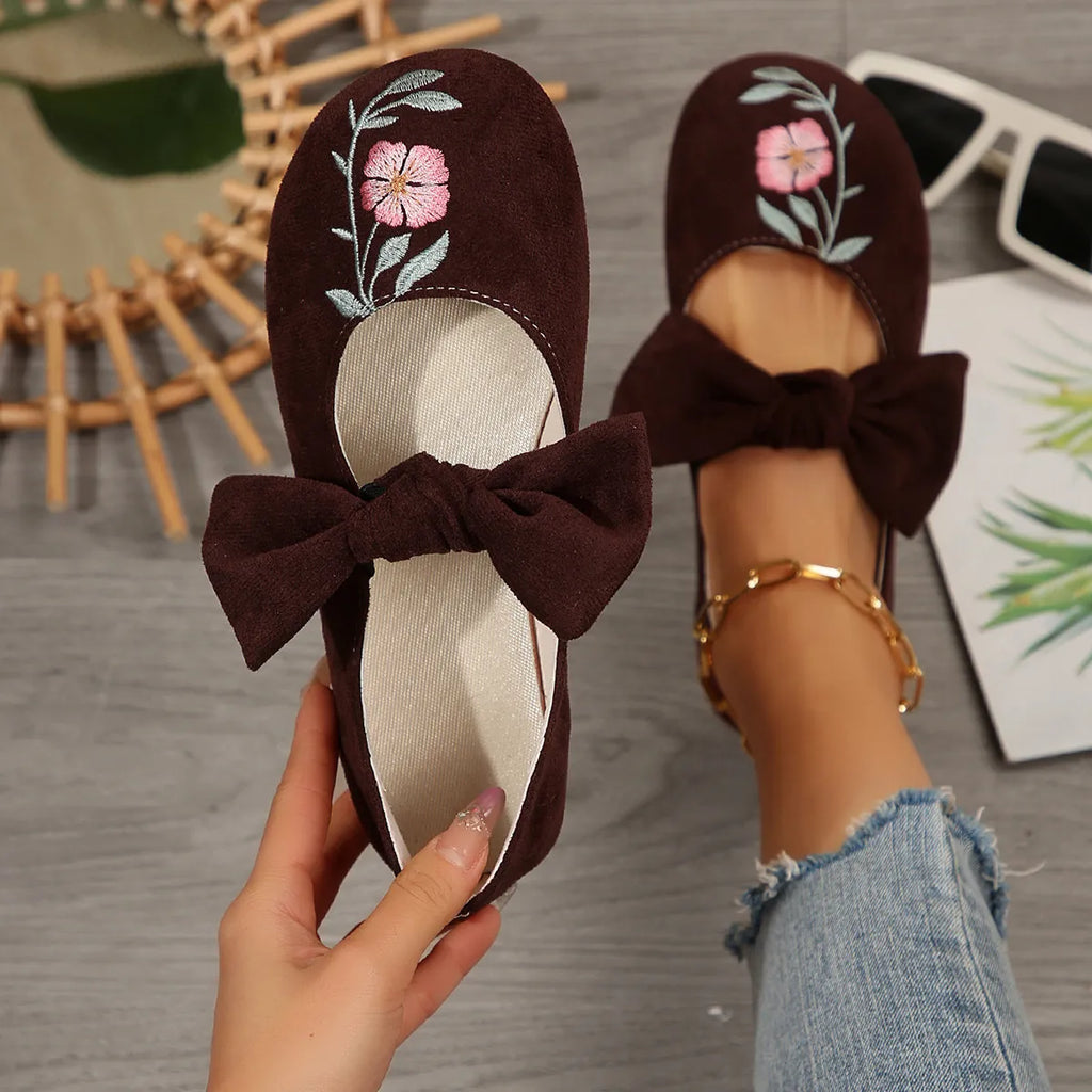 Women's Mary Jane Flats with Large Bow – Cute & Comfortable Everyday Shoes