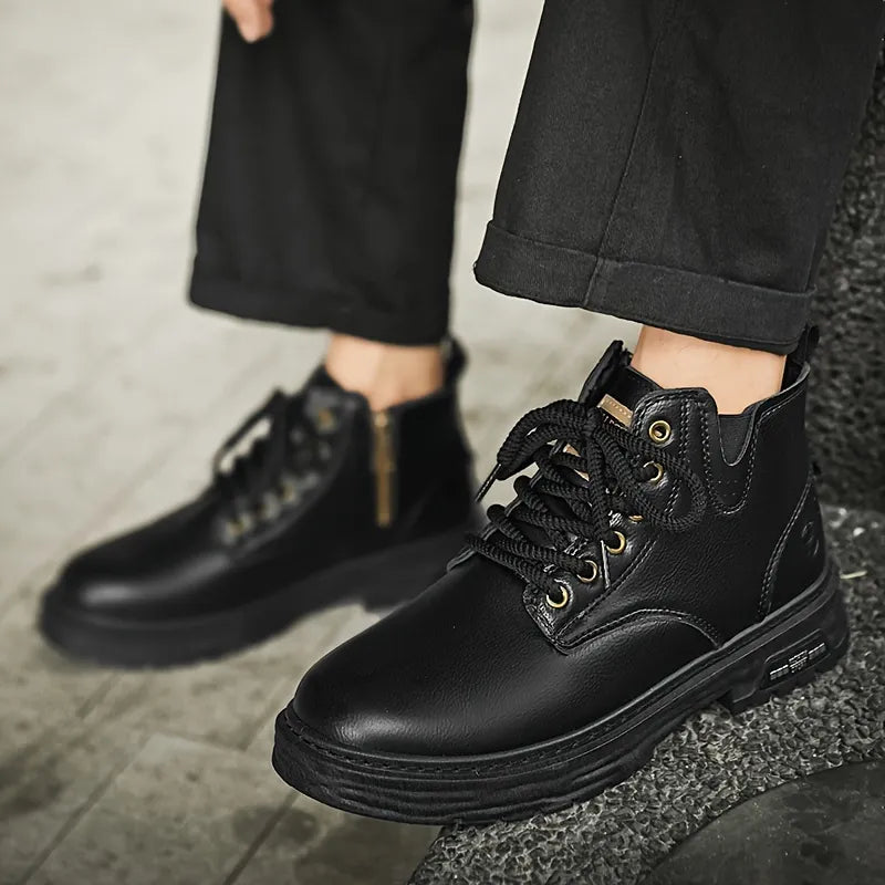 Men’s Retro High-Top Lace-Up Zip Boots