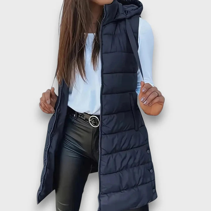 Women’s Longline Hooded Puffer Gilet