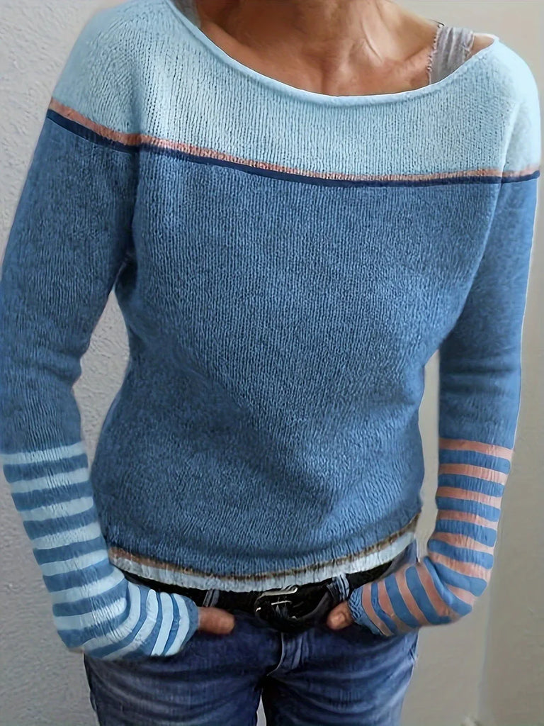 Women’s Striped Soft-Knit Everyday Long-Sleeve Jumper