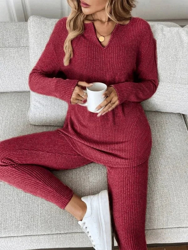Women’s Ribbed Plush Knit Lounge Co-Ord Set