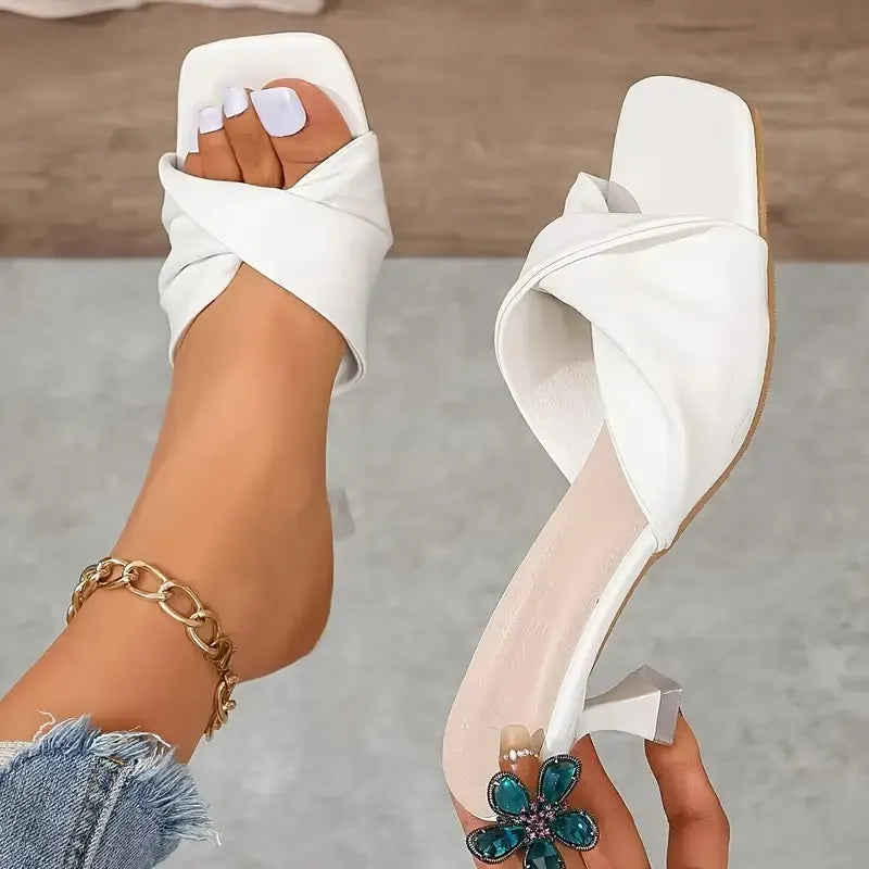 Women's Pleated Design High Heel Sandals