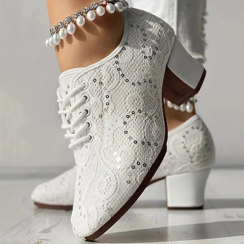 Closed Lace Latin Dance Heels