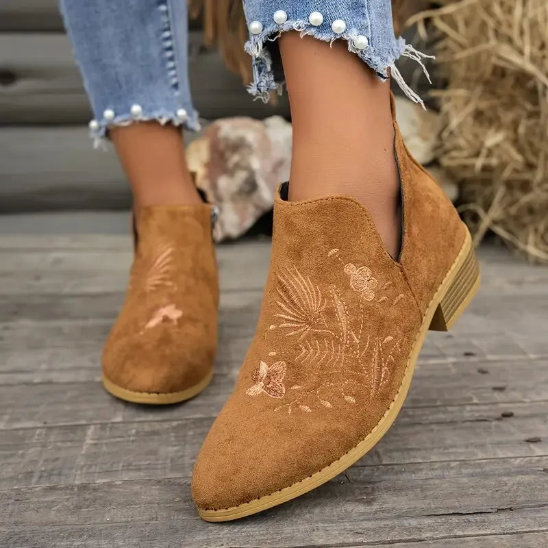 Women's Elegant Floral Ankle Boots