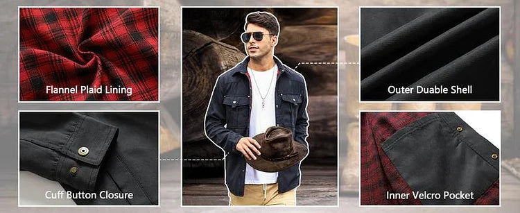 Men’s Flannel-Lined Workwear Shacket Jacket
