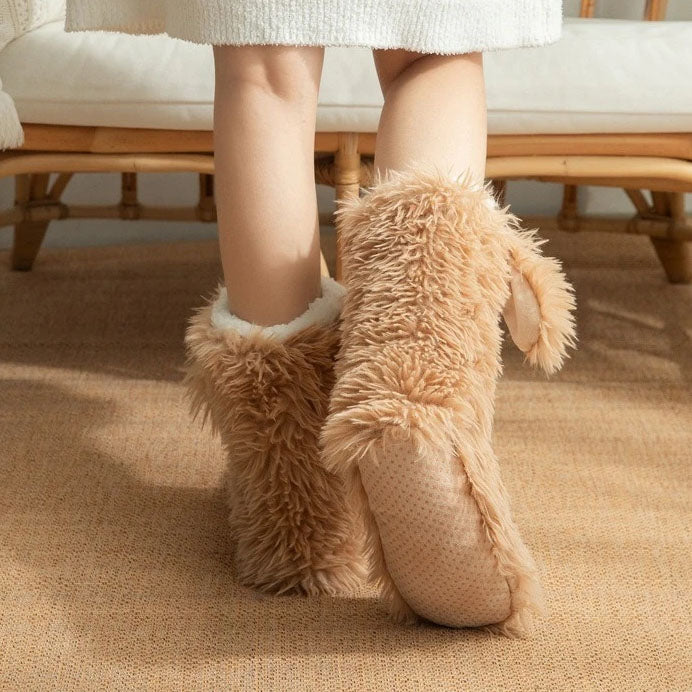 Fluffy Puppy-Design Cosy Anti-Slip Floor Socks