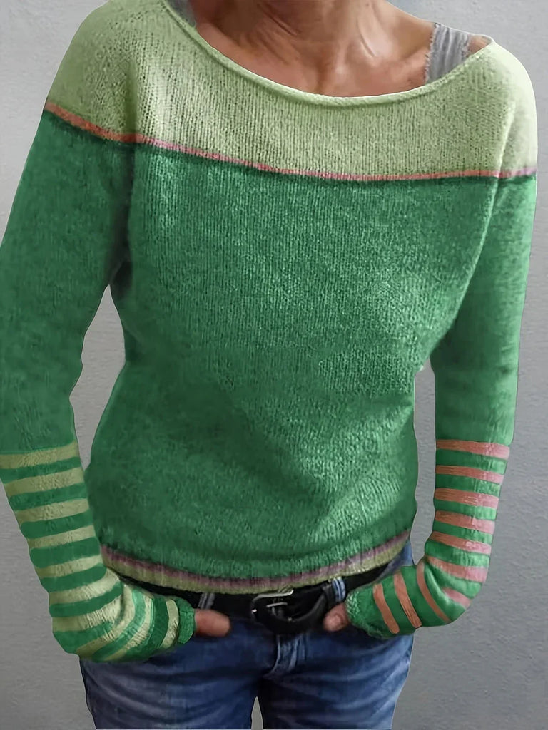 Women’s Striped Soft-Knit Everyday Long-Sleeve Jumper