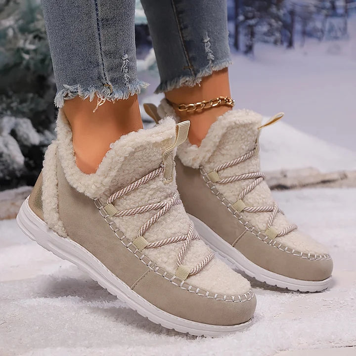 Women’s Fluffy Plush Patchwork Winter Boots