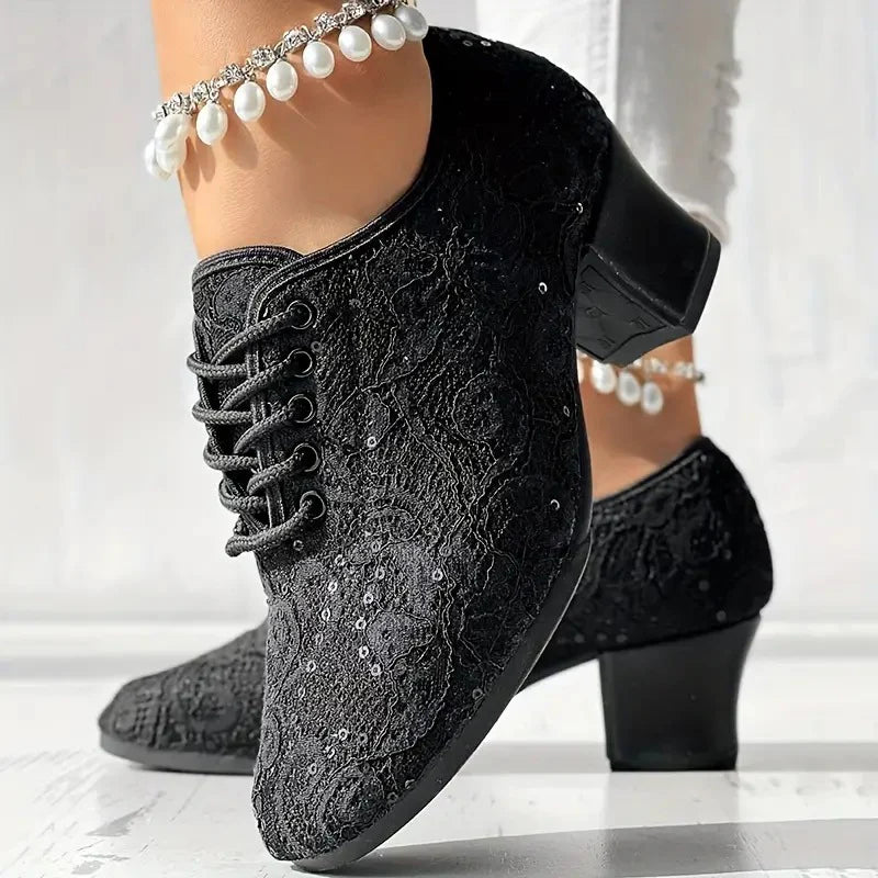 Closed Lace Latin Dance Heels