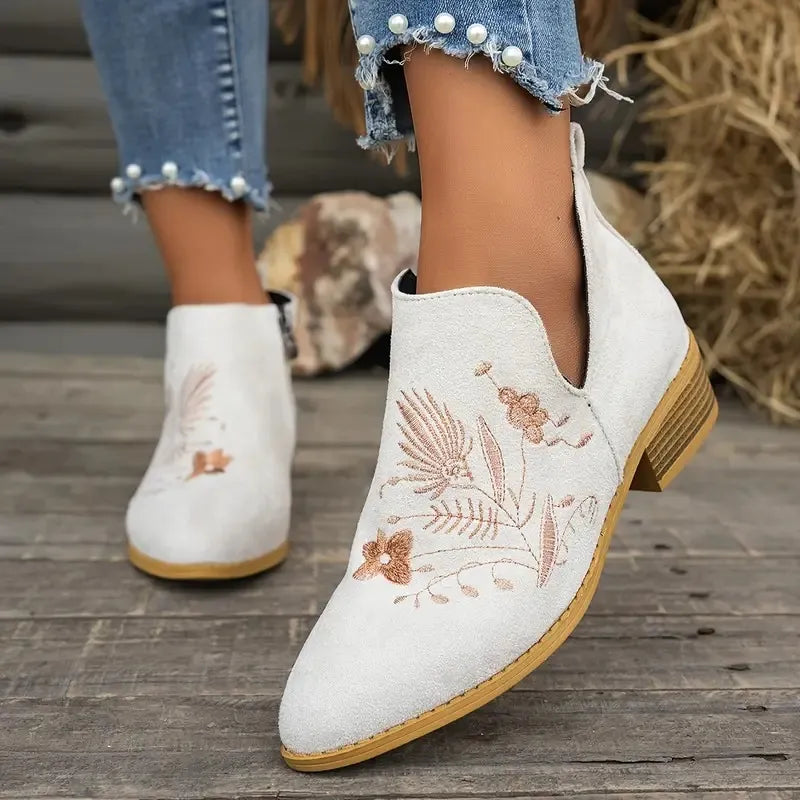 Women's Elegant Floral Ankle Boots