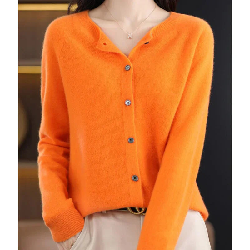 Women’s Premium Soft Wool Button-Up Layered Knitwear Sweater