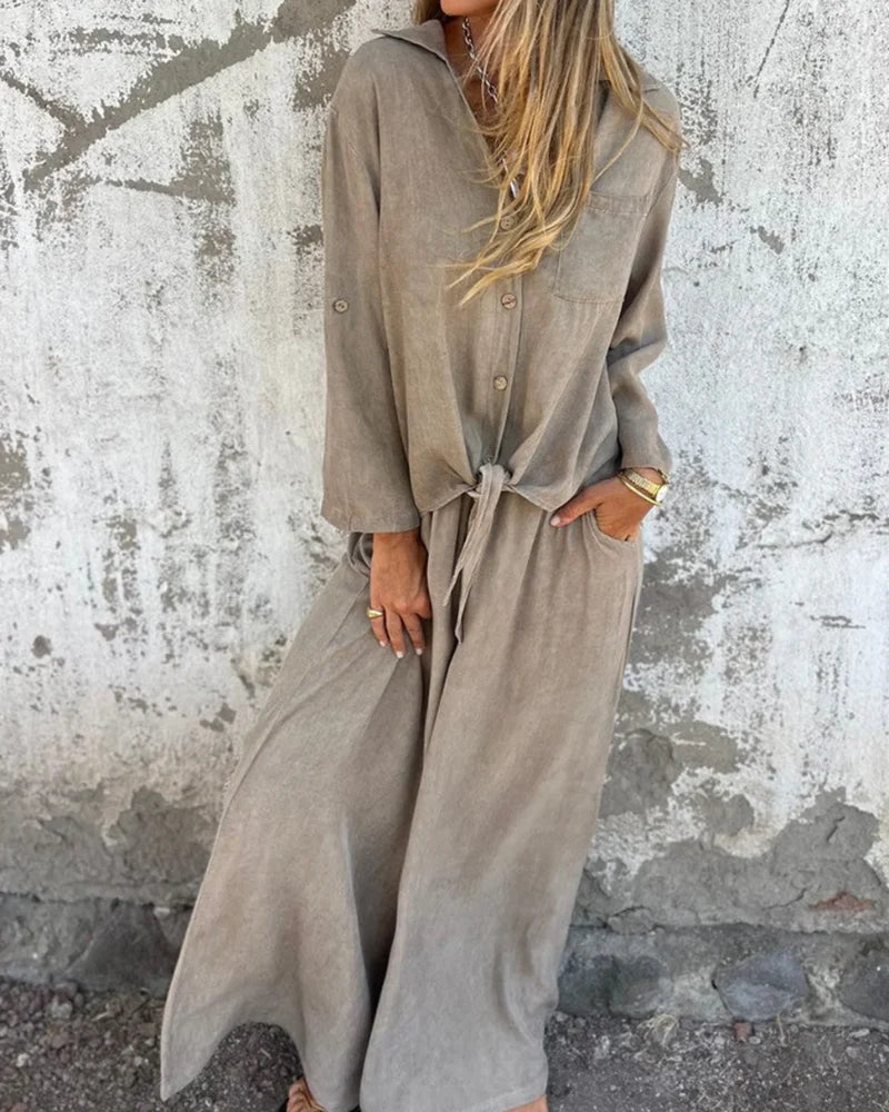 Women’s Effortless Draped Wide-Leg Lounge Set