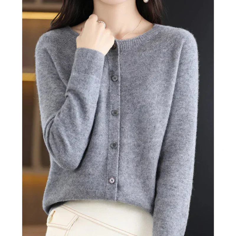 Women’s Premium Soft Wool Button-Up Layered Knitwear Sweater