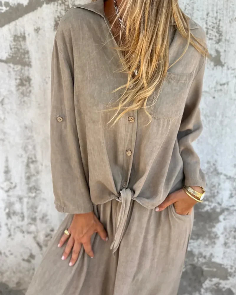 Women’s Effortless Draped Wide-Leg Lounge Set