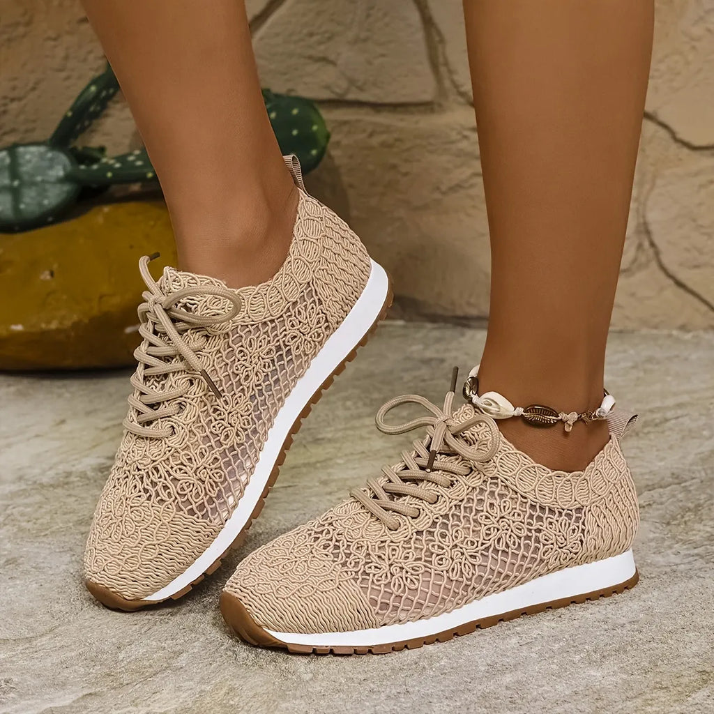 Women's Elegant Lace Breathable Slip On Orthopaedic Walking Trainers