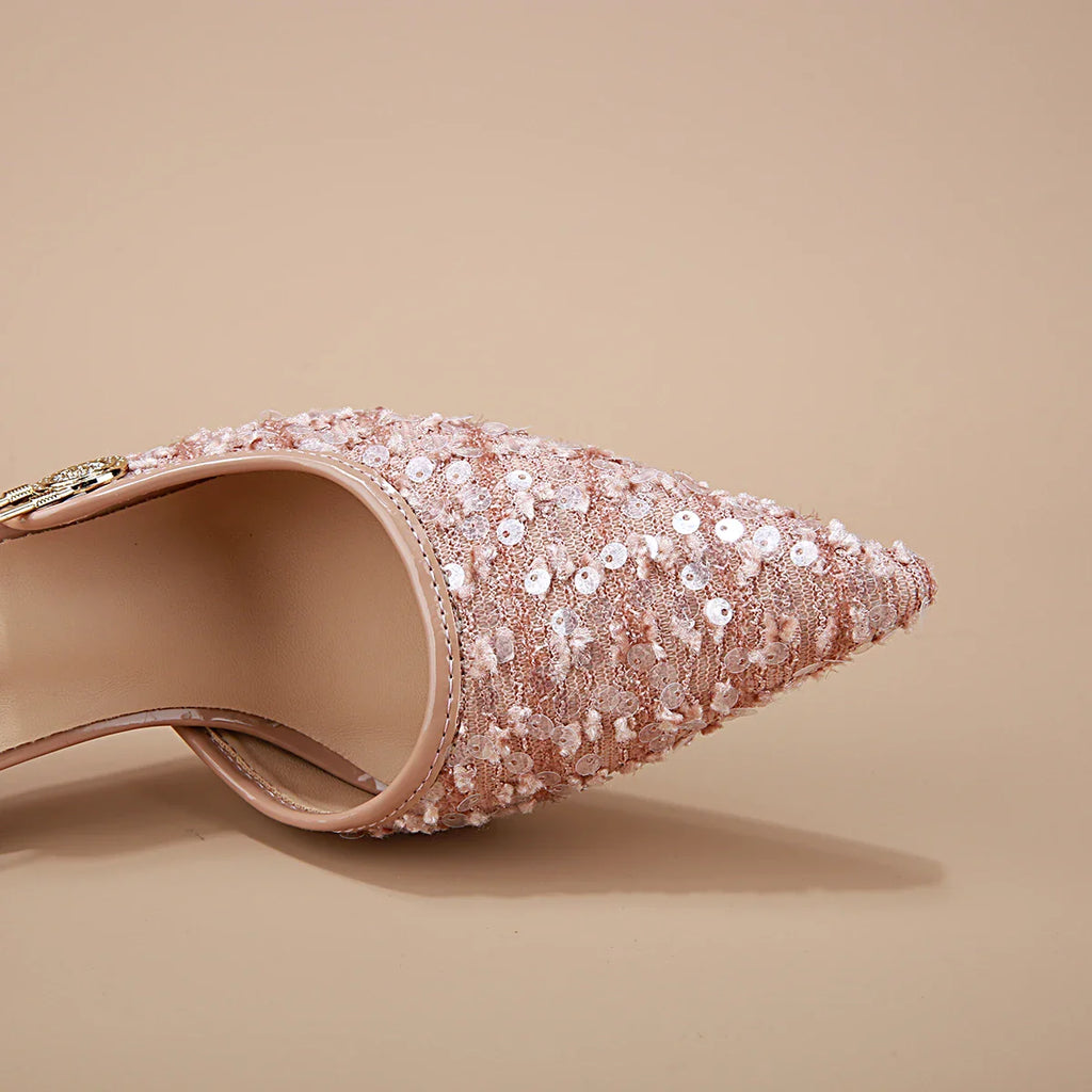 Women’s Sequin Slingback Pointed-Heel Pumps