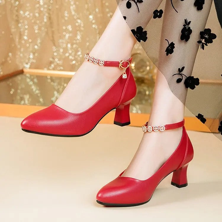 New high heels soft leather sole leather high heels women