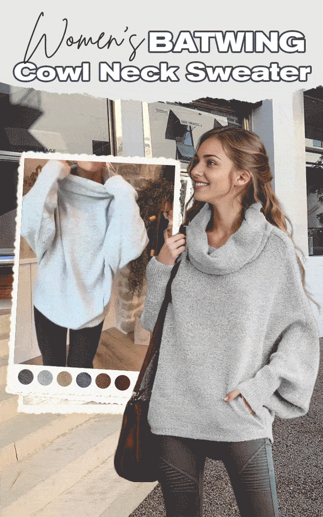 Women’s Batwing Cowl Neck Knit Sweater