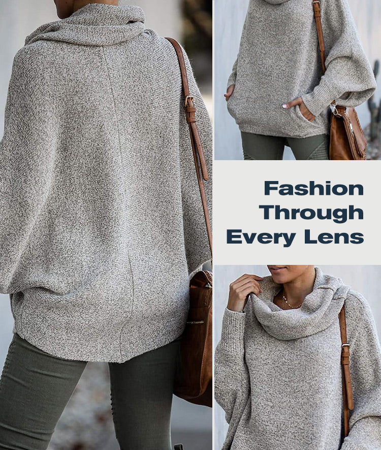 Women’s Batwing Cowl Neck Knit Sweater