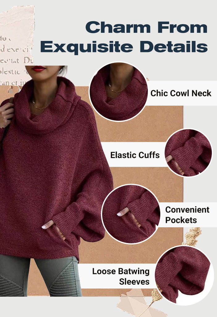 Women’s Batwing Cowl Neck Knit Sweater