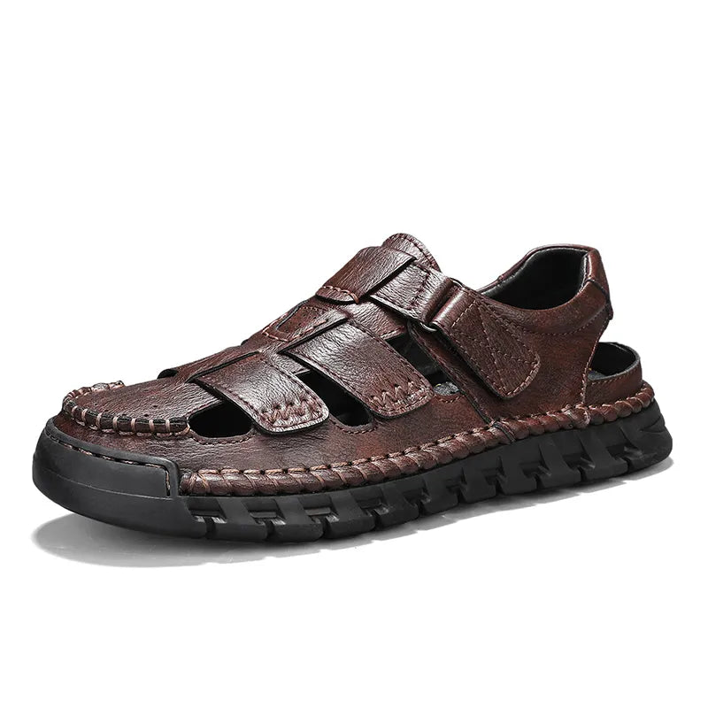 Men’s Orthopaedic Leather Sandals – Closed-Toe Sport & Beach Shoes