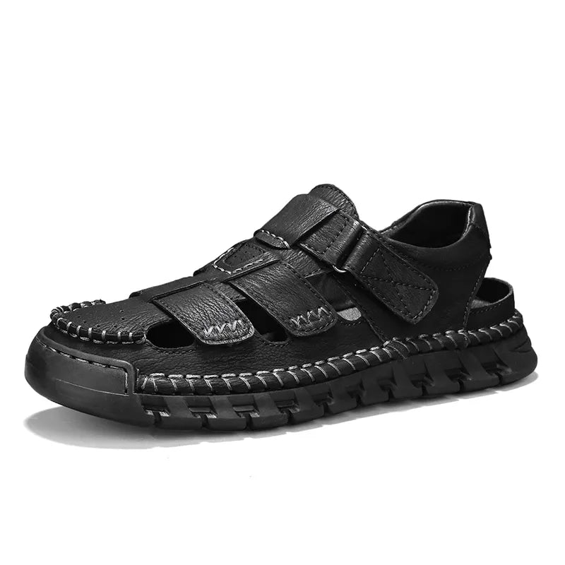 Men’s Orthopaedic Leather Sandals – Closed-Toe Sport & Beach Shoes