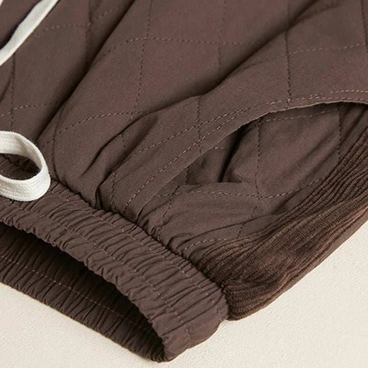 Women’s Diamond Quilted Thermal Cotton Harem Pants with Pockets