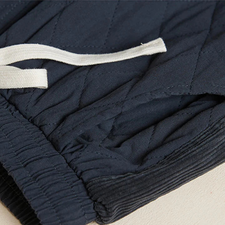 Women’s Diamond Quilted Thermal Cotton Harem Pants with Pockets
