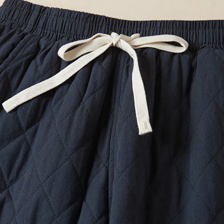 Women’s Diamond Quilted Thermal Cotton Harem Pants with Pockets