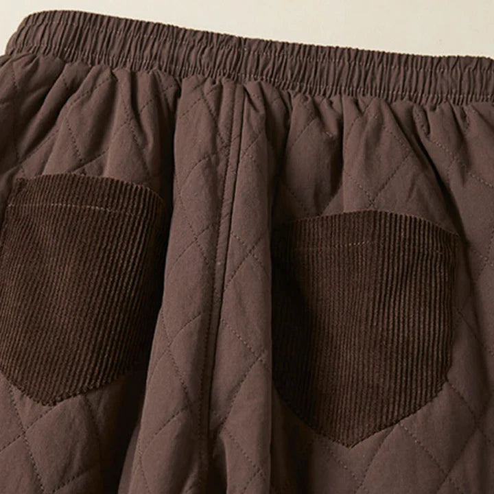 Women’s Diamond Quilted Thermal Cotton Harem Pants with Pockets