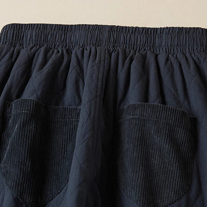 Women’s Diamond Quilted Thermal Cotton Harem Pants with Pockets