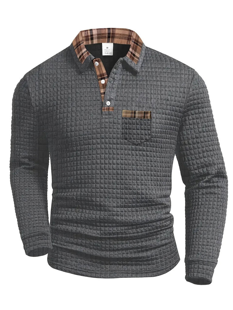 The Dorian Textured Jacquard Long-Sleeve Polo