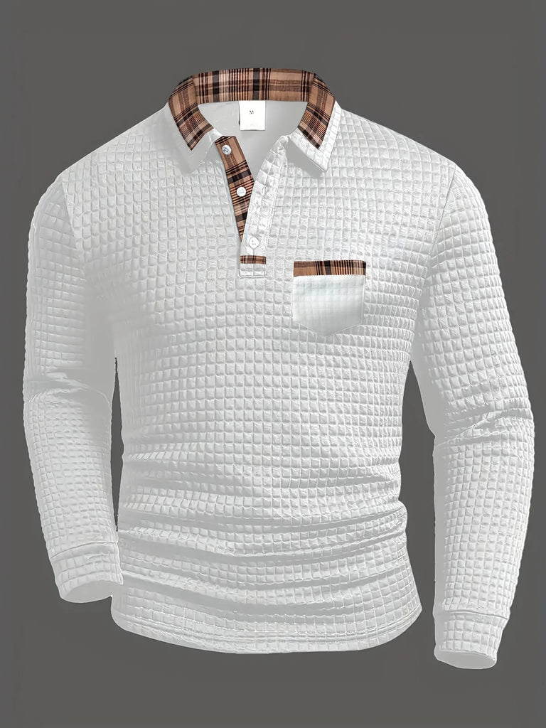 The Dorian Textured Jacquard Long-Sleeve Polo