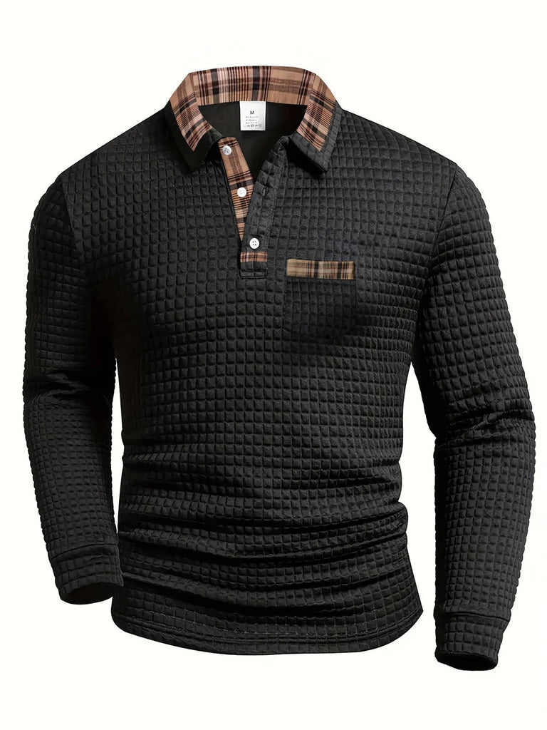 The Dorian Textured Jacquard Long-Sleeve Polo