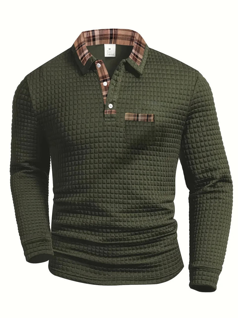 The Dorian Textured Jacquard Long-Sleeve Polo