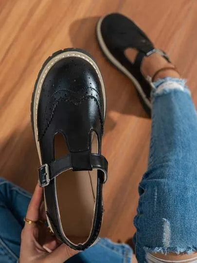 Women’s Retro Brogue Strap Loafers