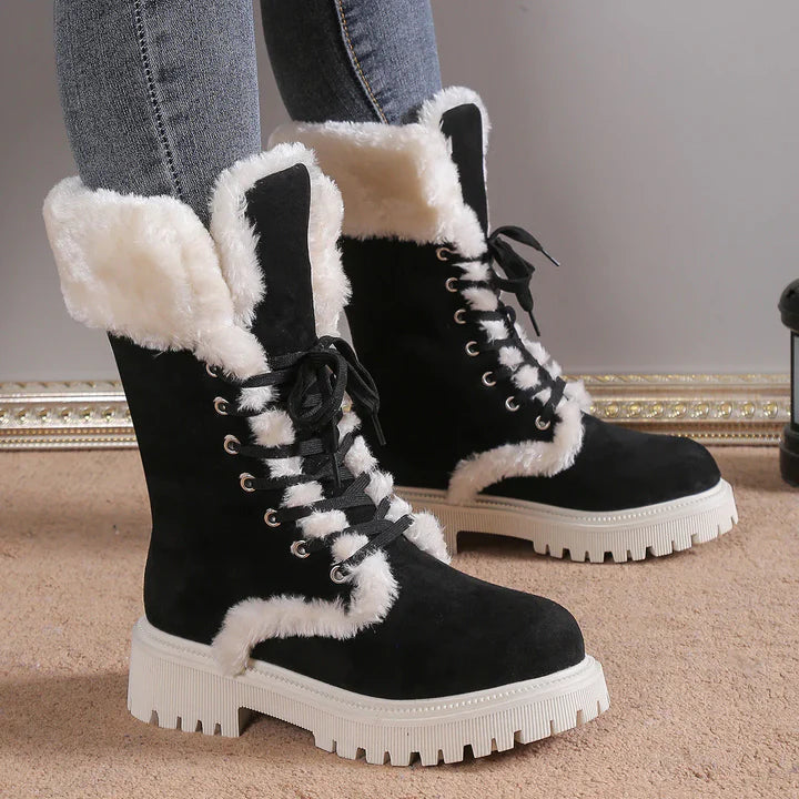 Women’s Velvet Suede Mid-Calf Snow Platform Boots