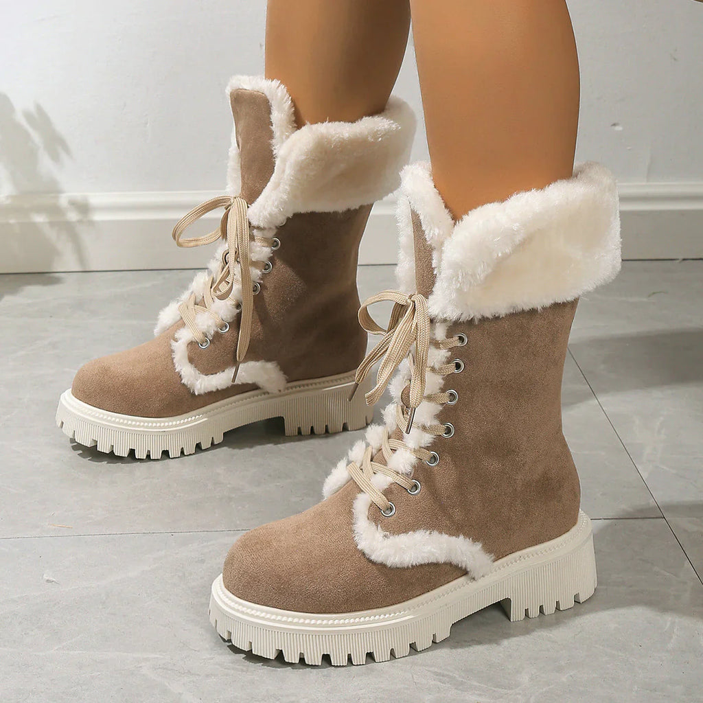 Women’s Velvet Suede Mid-Calf Snow Platform Boots