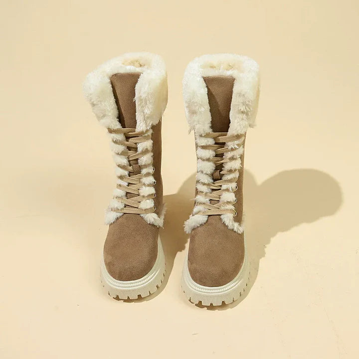 Women’s Velvet Suede Mid-Calf Snow Platform Boots
