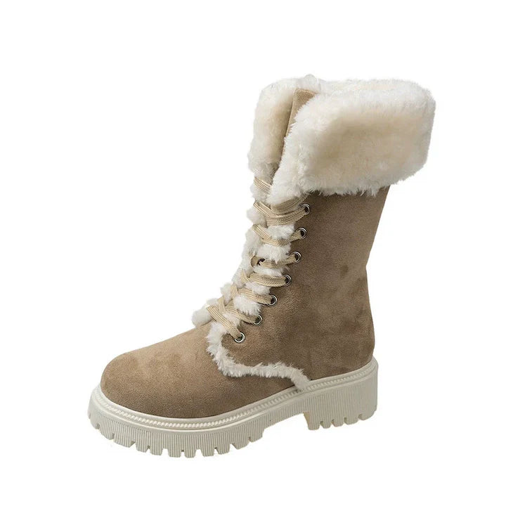 Women’s Velvet Suede Mid-Calf Snow Platform Boots