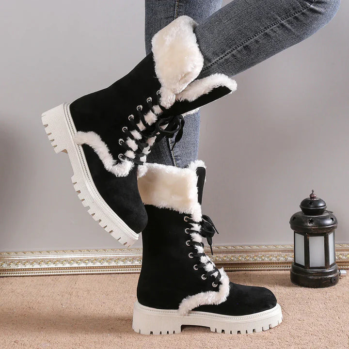 Women’s Velvet Suede Mid-Calf Snow Platform Boots