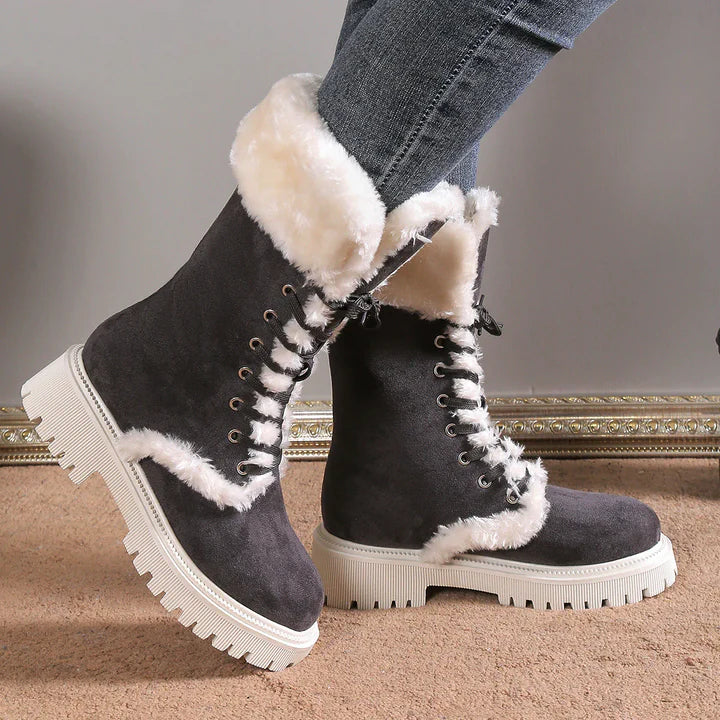 Women’s Velvet Suede Mid-Calf Snow Platform Boots