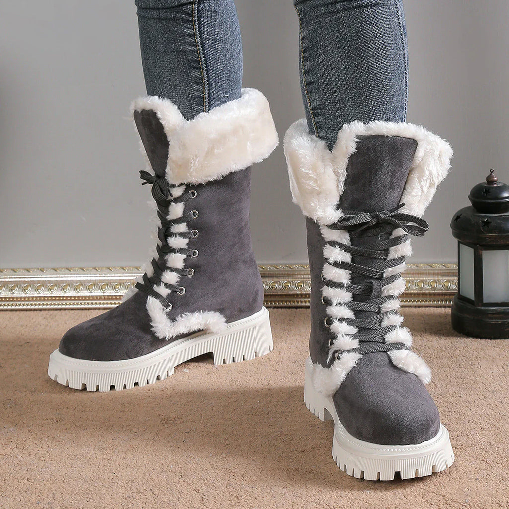 Women’s Velvet Suede Mid-Calf Snow Platform Boots