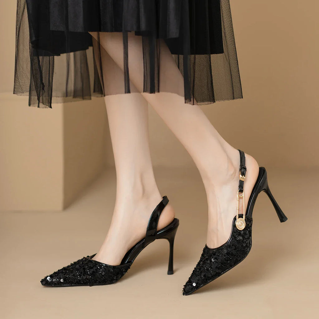 Women’s Sequin Slingback Pointed-Heel Pumps