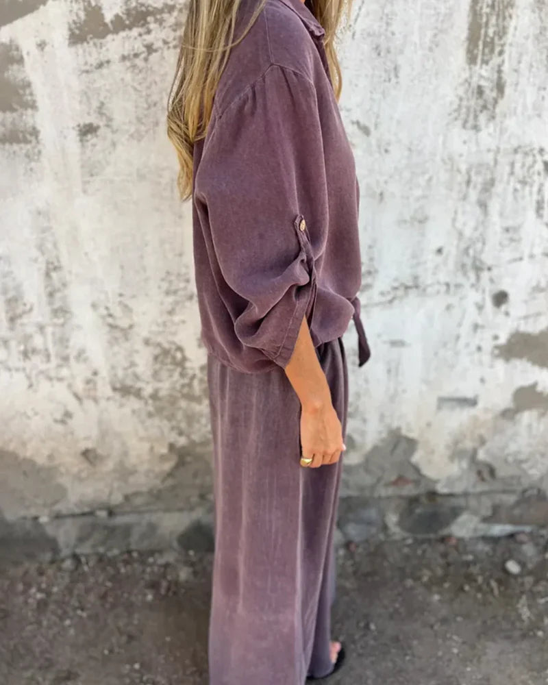 Women’s Effortless Draped Wide-Leg Lounge Set