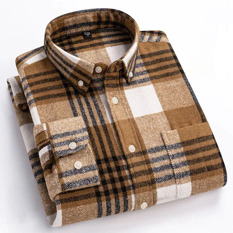 Men’s Brushed Cotton Wrinkle-Resistant Flannel Shirt