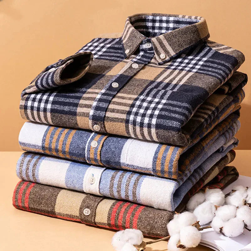 Men’s Brushed Cotton Wrinkle-Resistant Flannel Shirt