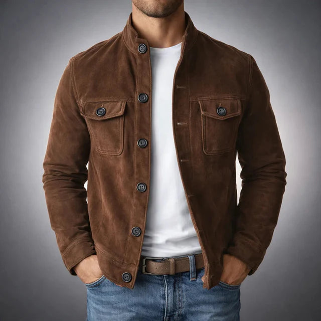 Men’s Button-Up Suede Jacket