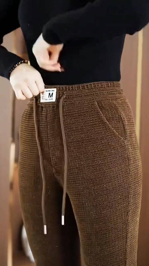 Women’s Fleece Lined Elastic Waist Casual Trousers
