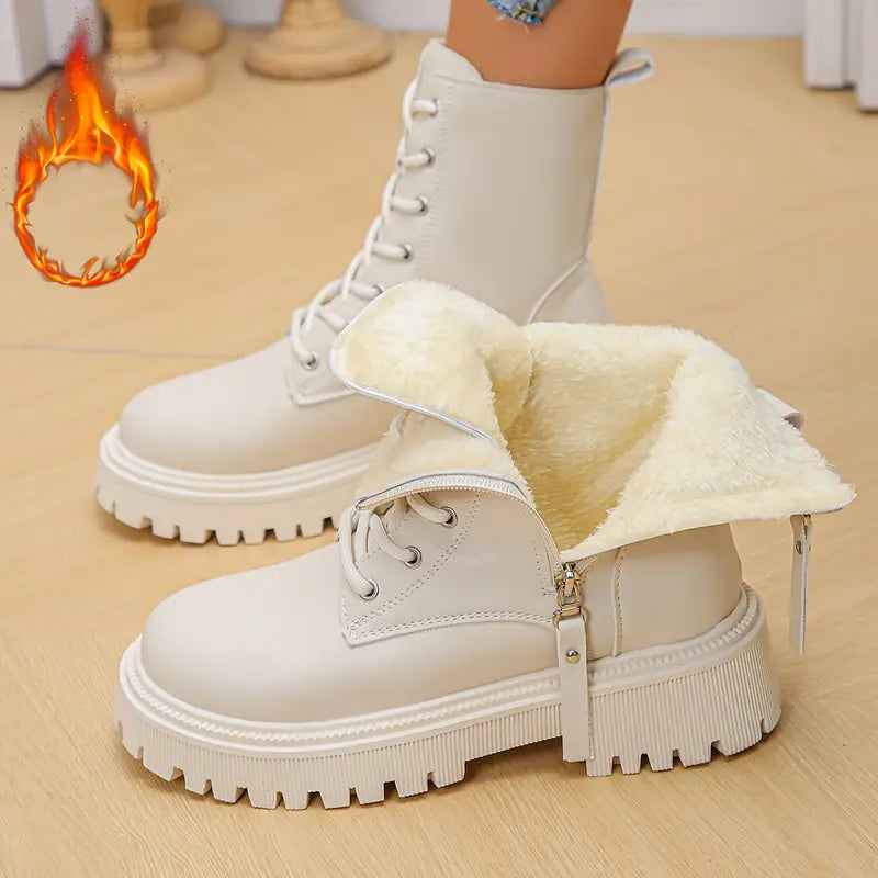 Women's Glossy Faux Lace-Up Ankle Boots